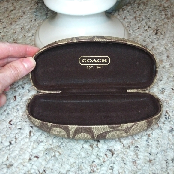 Coach Two-Tone Brown Signature Double "C" Logo Hinged Eyeglass Case - Picture 6 of 7